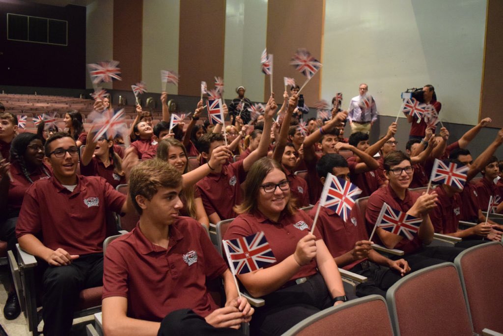 BCPSFineArts's tweet photo. CONGRATULATIONS Mr. Rivero and Stoneman Douglas’ Marching Band. Today they received a visit from London dignitaries and were invited to perform in the London New Years Day Parade and Festival in 2021!! @browardschools @RobertwRuncie @lorialhadeff @EagleRegimentHS @BCPSAppLearn https://t.co/2X89diEwn5