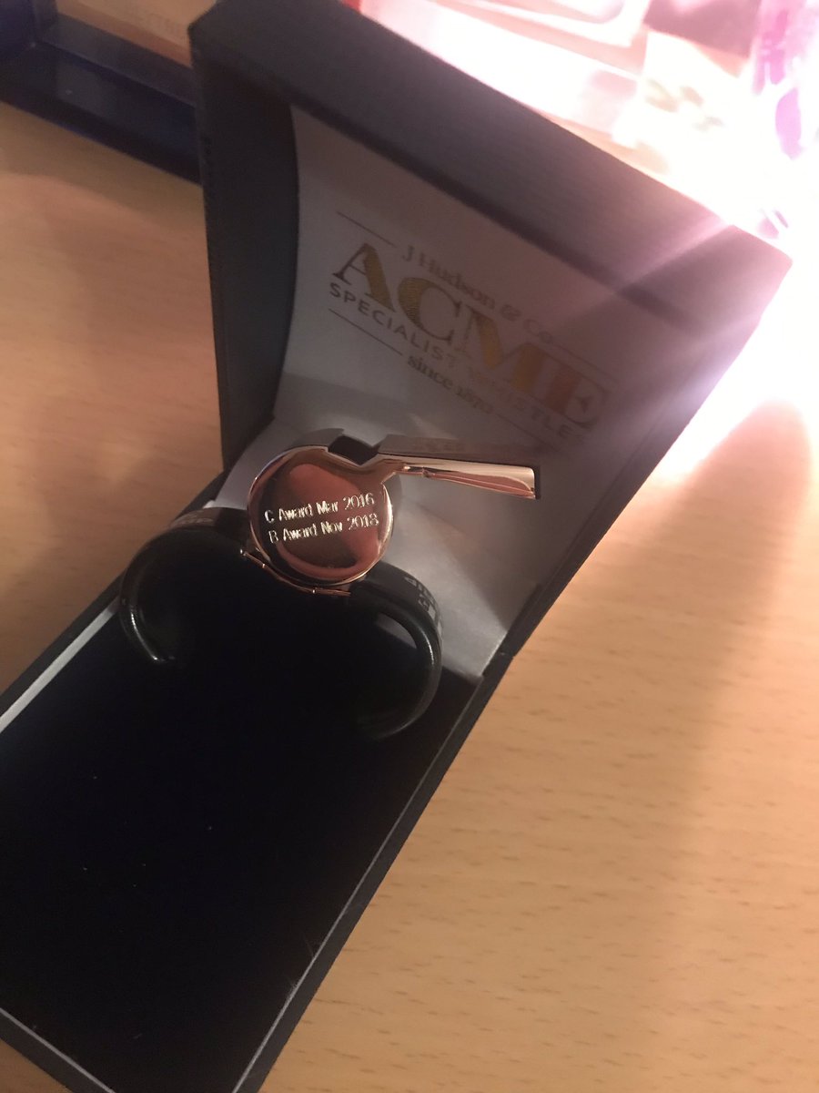 Absolutely delighted with the service and product from <a href="/AcmeW/">Acme Whistles</a> Abi loves her new rose gold engraved whistle, one very happy umpire #Teamwhite