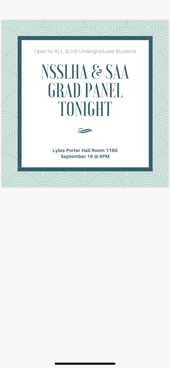 Friendly reminder that the graduate panel is tonight! Hope to see you all there!