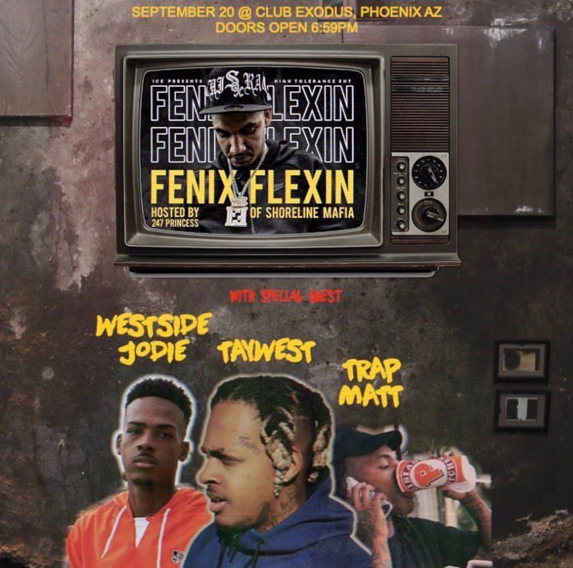 IcePresents's tweet photo. Catch the fam @iHateTayWest & The Gang live this week in Phoenix, Arizona at the @fenix_flexin Event!
#TayWEST #iHateTayWest #WestSideLilJodie #TrapMatt #FenixFlexin #Live #AZ #Phoenix #Sep20th #ExodusCulturalCenter #AZhiphop https://t.co/hWfawABuu7