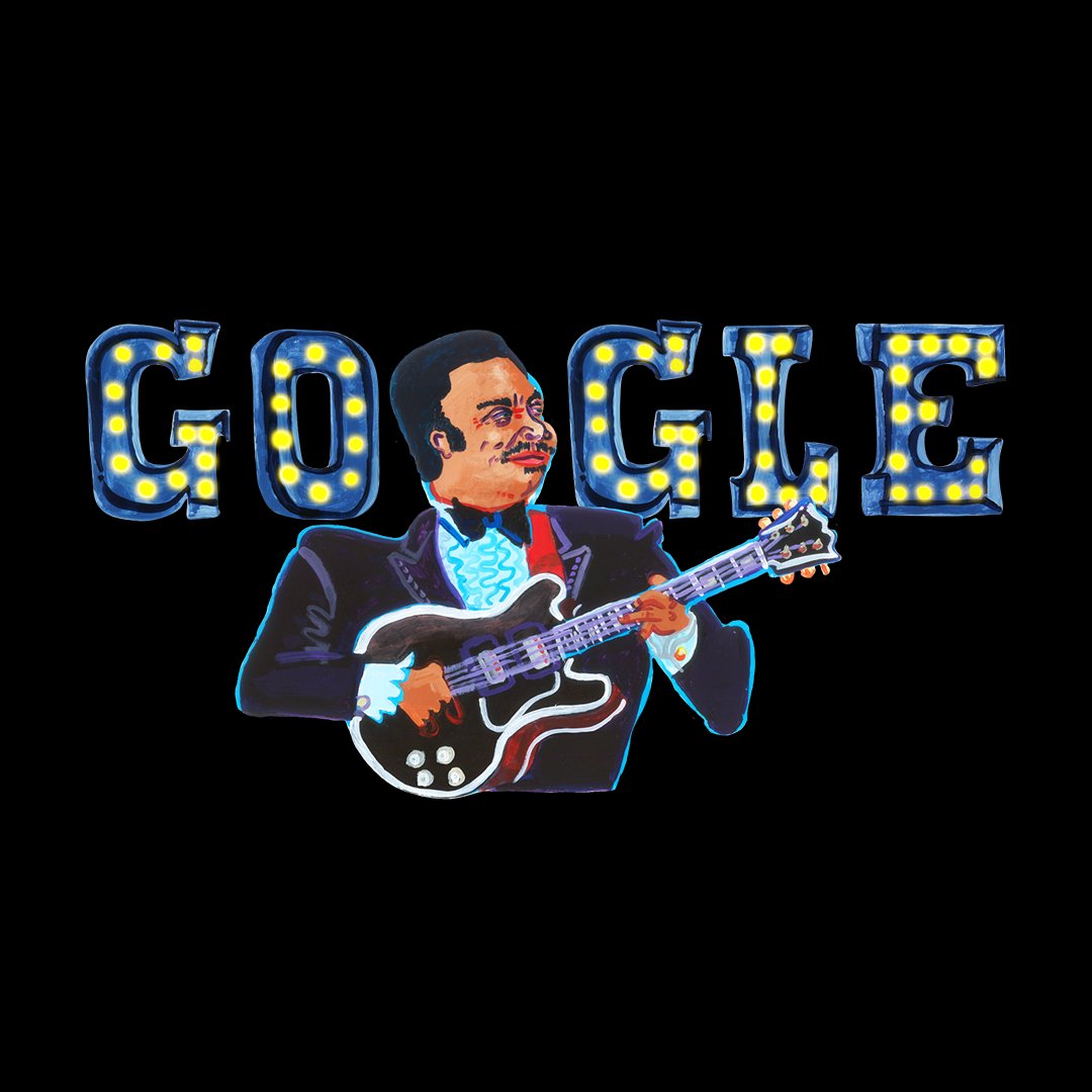 halloates's tweet photo. Check out today’s #GoogleDoodle video celebrating the birthday of a musical legend, the King of the Blues himself, B.B. King 👑 → https://t.co/UEcYy7mBhn His sound touched the whole world &amp; inspired future generations. Thanks, B.B.!

@GoogleDoodles #WorkingWithGoogle https://t.co/unhO0Etndu