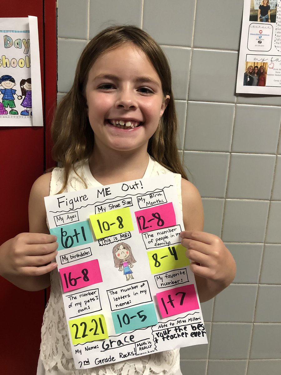 MissMil52158612's tweet photo. Math really is everywhere.. creating math problems to answer questions about us! #FigureMeOut https://t.co/KCMv0ptfLc