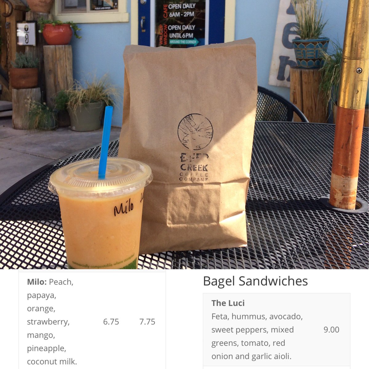 JennieJennie17's tweet photo. Went into Springdale today just to stop by @deepcreekcoffeeco and “do lunch” with Milo and Luci. They were great 😁
I drank the Milo on my way home.🥤 I ate the Luci once I got home. 🥪😉
#lunch #vegetarian #smoothie #sandwich #SpringdaleUtah #DeepCreekCoffee #LunchToGo https://t.co/jgTZLAQv6n