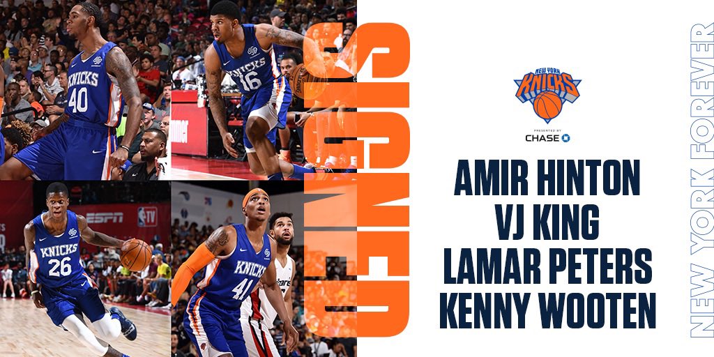 nyknicks's tweet photo. We’ve signed Amir Hinton, VJ King, Lamar Peters and Kenny Wooten. https://t.co/z9H7XNBLrC
