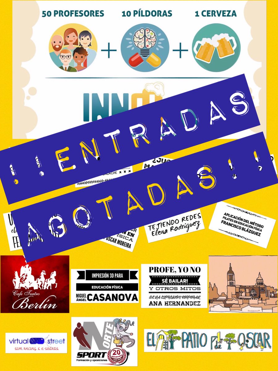 Muchas gracias a todos por el interés mostrado en <a href="/innobaredu/">InnoBAR</a> #Salamanca pero lamentablemente las entradas están agotadas desde junio. En este enlace tenéis la inscripción a la lista de espera innobar.net/salamanca ¡Habrá que preparar una segunda edición! #InnoBarSalamanca