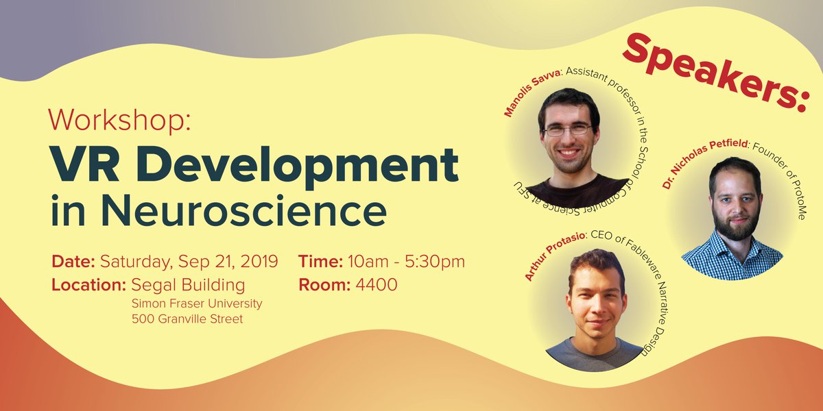 All our speakers for VR Development in Neuroscience have been presented. Have you made up your mind about whether going with excitement or curiosity? Why not both…

eventbrite.ca/e/vr-developme…