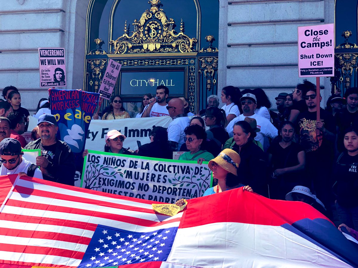 Close the camps Bay Area speaking on steps of city hall