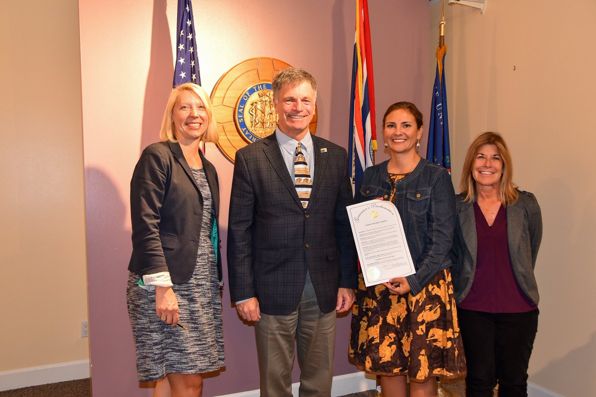 SF 80, sponsored by Affie Ellis,  allows vehicles that pass stopped school buses to be ticketed based on license plate numbers. Yesterday, she joined me as I proclaimed Sept. Wyoming School Bus Safety Month. Keeping kids safe as they travel to and from school is essential.