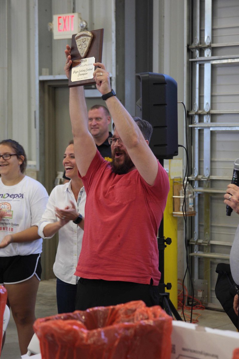 LollaPizza's tweet photo. Pizza eating Contest was a real blast!  Contestants really gave it their all, but Chris was our winner! https://t.co/bRSdgH9Zpj