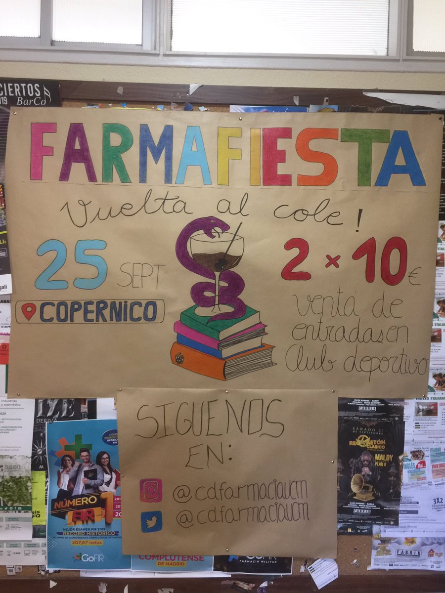 ⚠️💃🏻💃🏻 SI CHICOS, LA PRIMERA FARMAFIESTA DEL AÑO YA ESTA AQUI !! 💃🏻💃🏻⚠️

Os esperamos en las escaleras de la facultad el 25/09 copa en mano y a tope de ganaaaaas 🤩🍻🥳🎉