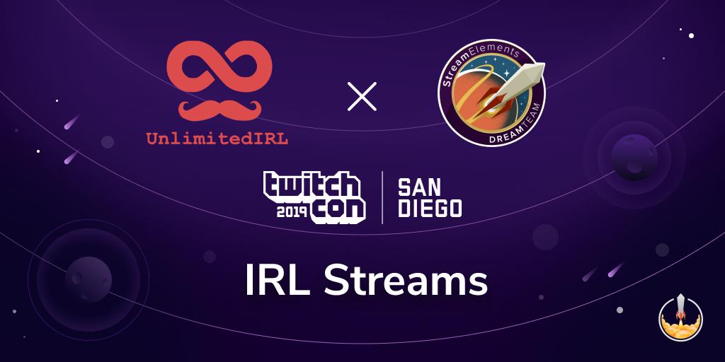 StreamElements's tweet photo. Super hyped to announce we're teaming up with @UnlimitedIRL at #twitchcon19 for IRL streaming!  😎 📹

Throughout TwitchCon members of StreamElements' DreamTeam will be streaming from the floor using UnlimitedIRL backpacks. 

Who do you want to see IRL stream at TwitchCon? 👀 https://t.co/lwE8TDij8t