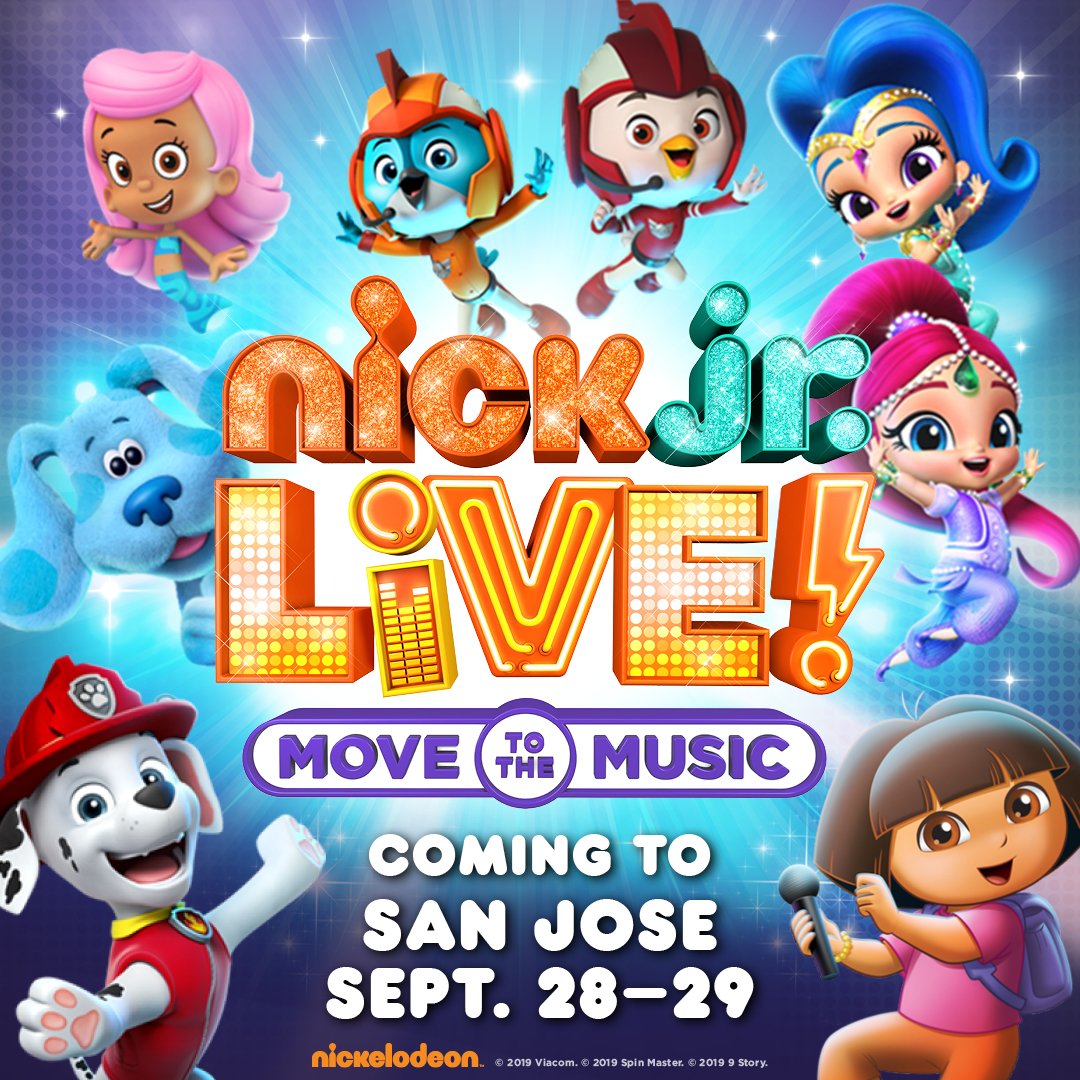 The Bubble Guppies, PAW Patrol, Dora, Shimmer and Shine, Blue, Blaze and team Top Wing are coming together at Nick Jr. Live! Move to the Music at San Jose Center for the Performing Arts in San Jose, September 28th – 29th! Get your tickets today! nickjrlive.com/tickets/califo…