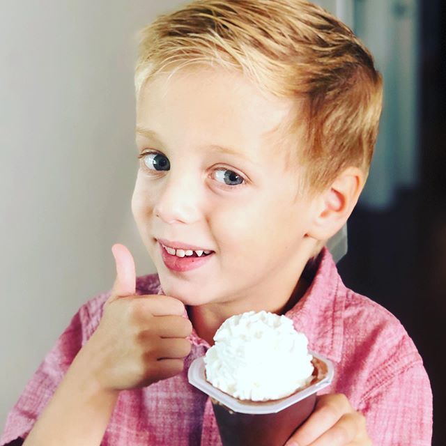 gregabel's tweet image. When you’re dairy-free gluten-free, this is a big deal.  Poor kid has been asking to try chocolate pudding... Brennan finally gets his pudding with whipped coconut cream.