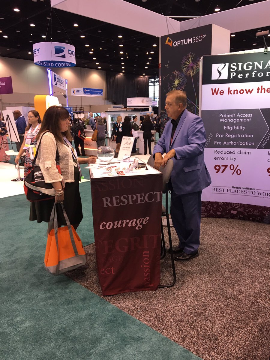 CVairoSig's tweet photo. Doug Bilbrey working hard at Signature Performance booth #1919 at the AHIMA conference. Great turnout. @signatureomaha #AHIMA19 https://t.co/983rHyX85r