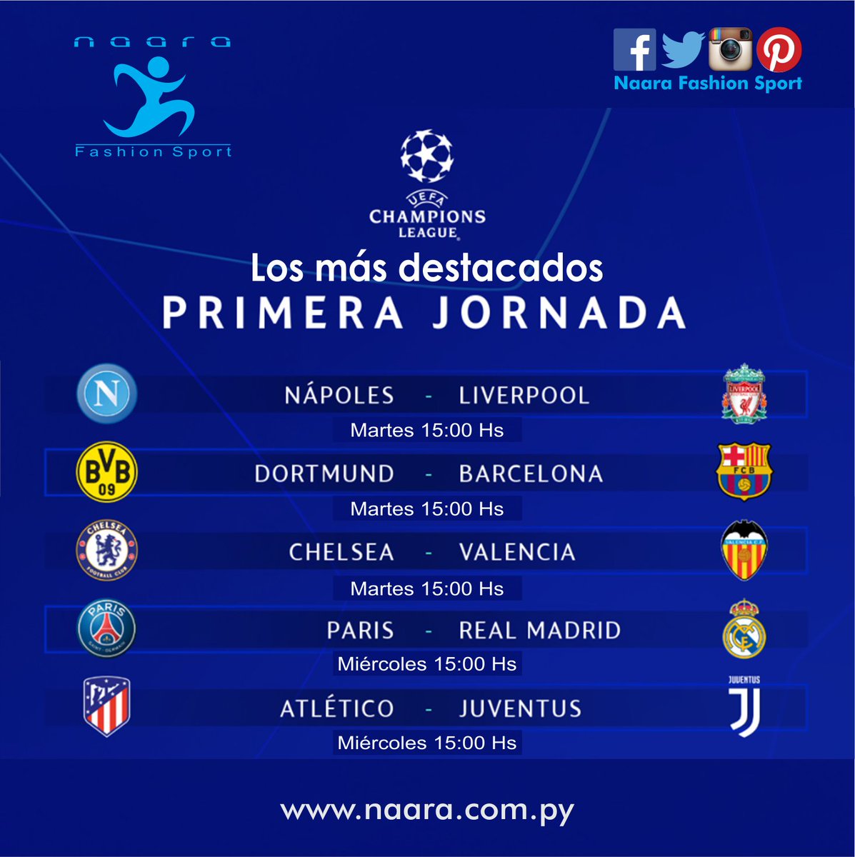 NaaraFS's tweet photo. #uefachampionsleague
LOS MÁS DESTACADOS DE LA PRIMERA JORNADA!
#UCL #naarafs #naarafashionsport
#ELMEJORTORNEODELMUNDO https://t.co/Fd1R5InAV1