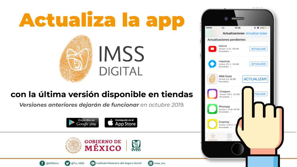 Tu_IMSS's tweet photo. ⬇️ ¡Tu experiencia en la #app #IMSSDigital será mejor si la actualizas ahora!  ⬇️ https://t.co/MBmBsq7HmN