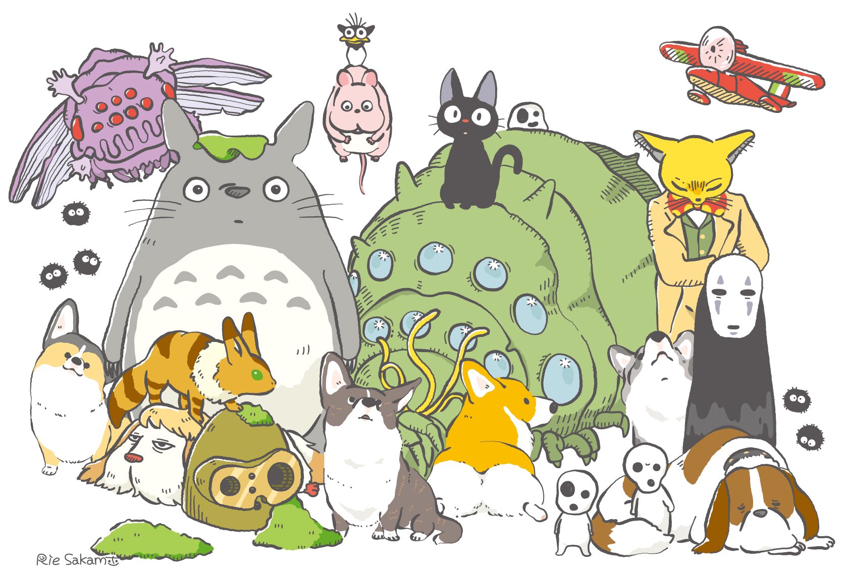 تويتر サカモトリエ イラストレーター على تويتر 先日のジブリ祭りには間に合わなかったけどせっかく描いたので 大好きなジブリと大好きなコーギーのミックスイラスト Corgi コーギー イラスト コギまるけ ジブリ T Co Uxfly03a5i