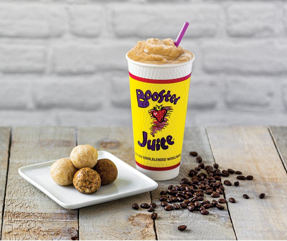 boosterjuice's tweet photo. Coffee lovers, rejoice: it’s the feature smoothie you’ve BEAN waiting for! Introducing our Meaner Mocha, a delicious blend of Arabica cold brew, chocolate almond milk and vanilla frozen yogurt 😎 Launching tomorrow and here for a limited time only! https://t.co/JKZY2MPuc0