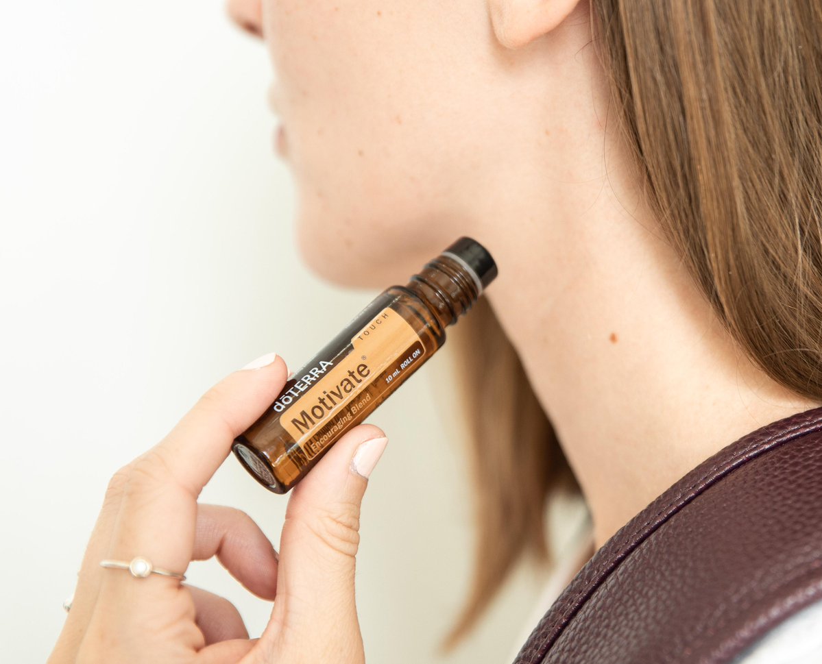 doterra's tweet photo. Have you tried doTERRA Motivate® Touch? Apply to the wrists and temples before setting out on a nerve-racking or stressful day! doTERRA Motivate® can help boost confidence when you need it most. https://t.co/CjpXeHpzZF