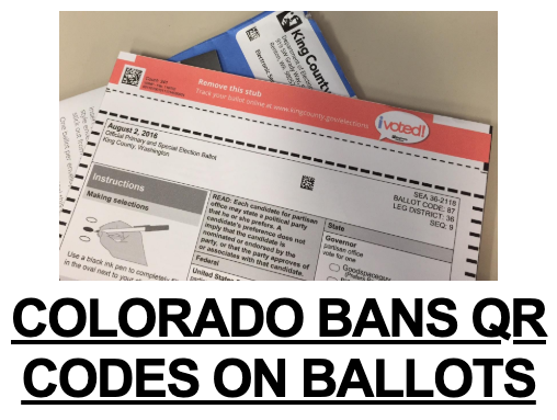 CompleteCO's tweet photo. 4PM UPDATE: Colorado on Monday became the first state in the U.S. to ban the use of QR codes on ballots, citing cybersecurity concerns associated with the use of these codes in tabulating votes. #VoteSecurity #copolitics https://t.co/gl9sz1XrbL https://t.co/WTClND95av