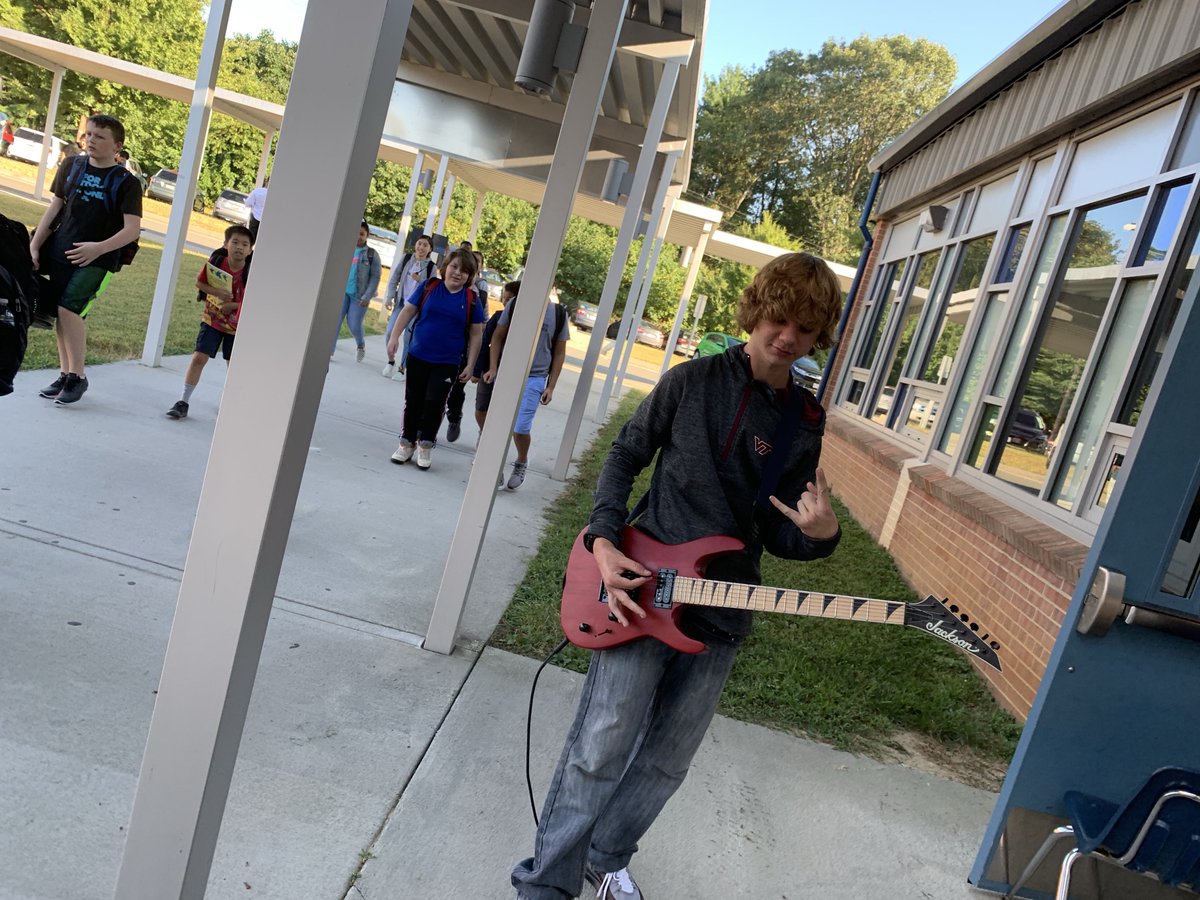 HcpsBrookland's tweet photo. We had one of our very own rockstars playing for students as we make Monday mornings special as students arrive. We have great guests planned but if you want to help us greet students on Mondays please reach out to Dr. B. #LearningIsStudentCentered #LearningIsCommunitySupported https://t.co/zL8s9QDjIc