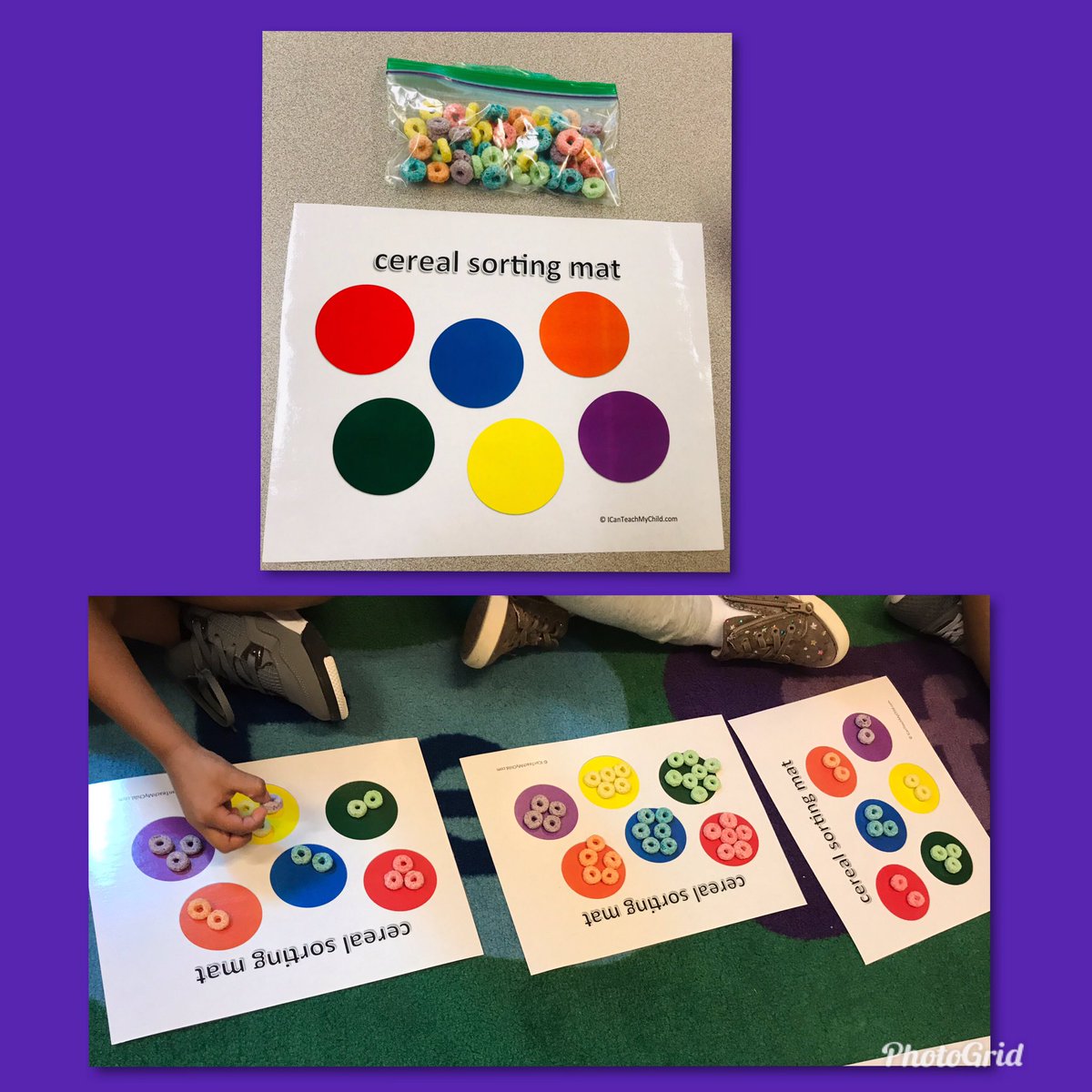 Ms_AIglesias's tweet photo. Today kicked of “My Senses” week and it was purple day. We used our sense of sight 👀 to sort cereal by colors and to watch what happens when we mix blue and red paint 🎨 @FARIASECC #Rm20 #prek #FariasColorWeek https://t.co/F5mz3vs9jI