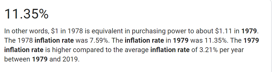 3- The inflation rate in 1979 was in double digits, wiping out savings accounts & leading many senior citizens terrified their fixed income pensions + social security would not be enough.