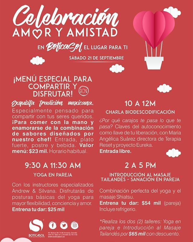 BoticaSol's tweet photo. 💝💝💝
¿Qué mejor forma de celebrar la vida que compartiendo una espectacular comida con nuestros seres amados? .
.
Agéndate este sábado 21 de septiembre con BoticaSol y disfruta de nuestro menú especial y de las actividades que tenemos preparadas para … https://t.co/RbXAUh4WSS https://t.co/l7QnzKudtl