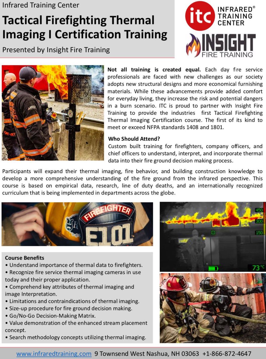 InsightTrn's tweet photo. Insight Training is proud to announce that our curriculum is the world’s FIRST Fire Service Thermography based curriculum to be recognized and credentialed by Infrared Training Centers!
https://t.co/Hjozfv9qSA https://t.co/fYkQdEl3qq