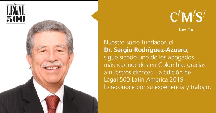 cms_colombia's tweet photo. Nuestro socio fundador fue reconocido como abogado líder por @TheLegal500.
El Dr. Sergio representa la esencia de nuestra firma: una capacidad y alcance global, pero con un profundo conocimiento local.
#TalentoCMS
https://t.co/aqvUPDAlHM https://t.co/gw3xbWamum