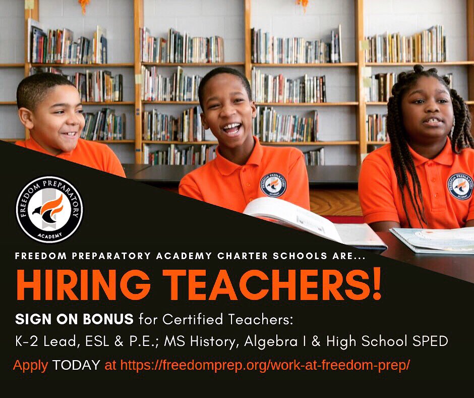 Freedom Prep Academy Charter Schools On Twitter The Year Is Off To An Amazing Start All Thats Missing Are A Few Final Committed Mission-minded Teachers Please Share Wyour Networks Lets Continue