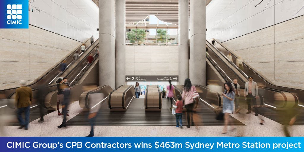 CIMIC Group company <a href="/CPBContractors/">CPB Contractors</a> has been selected to build the new Sydney Metro City &amp; Southwest Pitt Street Station. Read more here: bit.ly/2kDp4Bs.