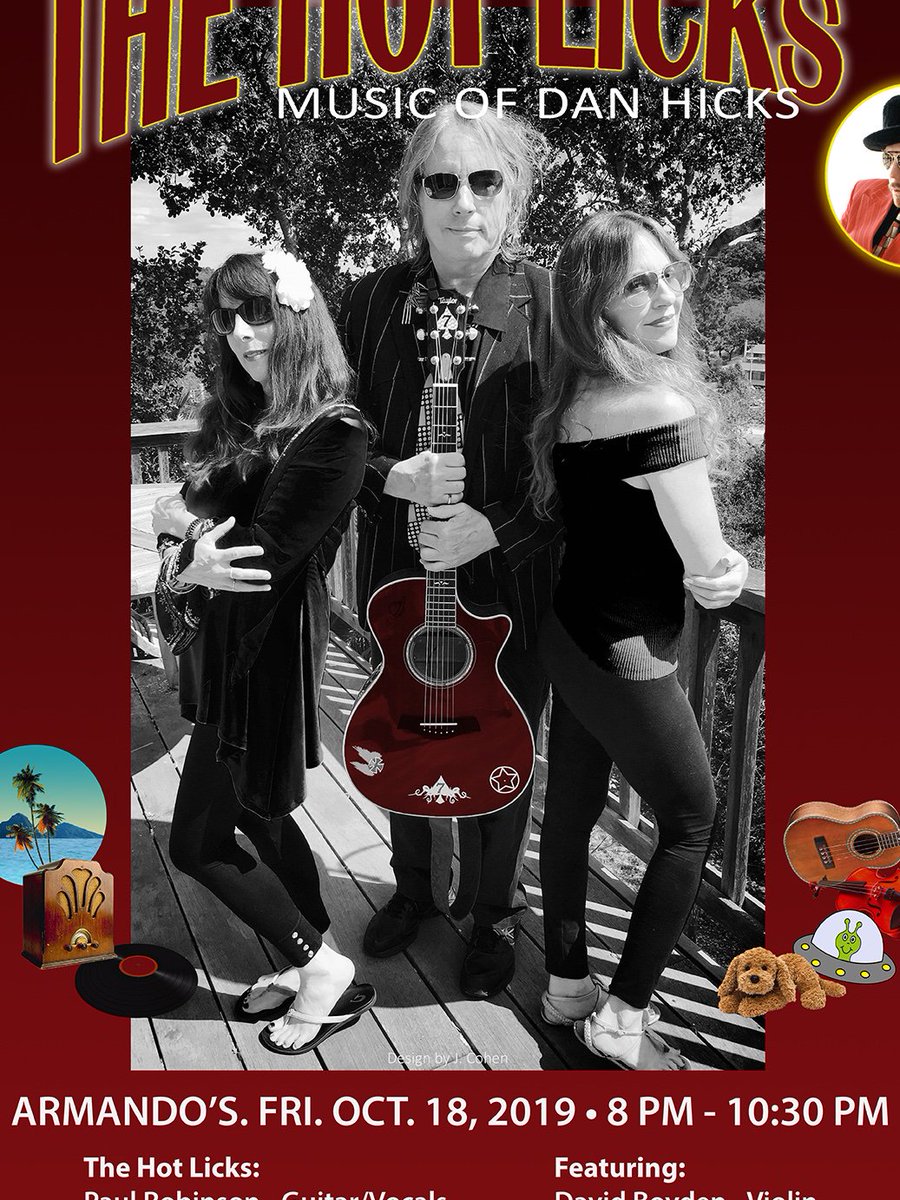 HoTLicKsMusic's tweet image. Join the Hot Licks - Music of Dan Hicks on Oct. 18th 8pm
Get Tix: armandosmartinez.com #GypsyJazz #Folk #Swingmusic