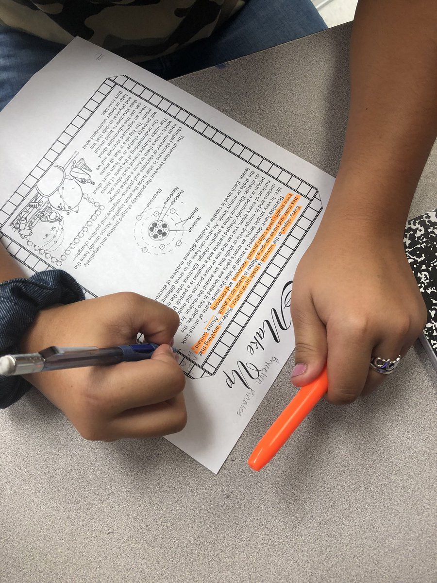 TesiaDaniel's tweet photo. Started our unit in Chemistry! Hit the ground running with Marking the text, costa’s levels of questions and Focus Note Taking. 💃🏼💃🏼 #SMstrong #AvidSchoolwide #OneDirection https://t.co/5xrj8bJzL5