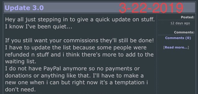 SonderSpirit's tweet photo. Oh but it didn’t take long for that “I deleted my PayPal...it’s a temptation I don’t need”/ “No tips or donations” narrative to change... He’s offering #furryadopts & taking payments for them instead of working on his #commissionbacklog. Fucking unprofessional. #scamartist https://t.co/dsoEixdmbF