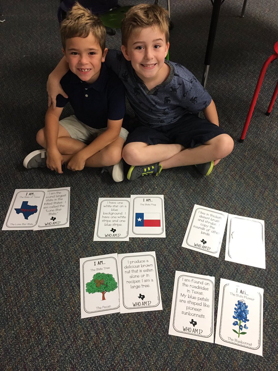 Working with a partner to match our Texas Symbols with their facts