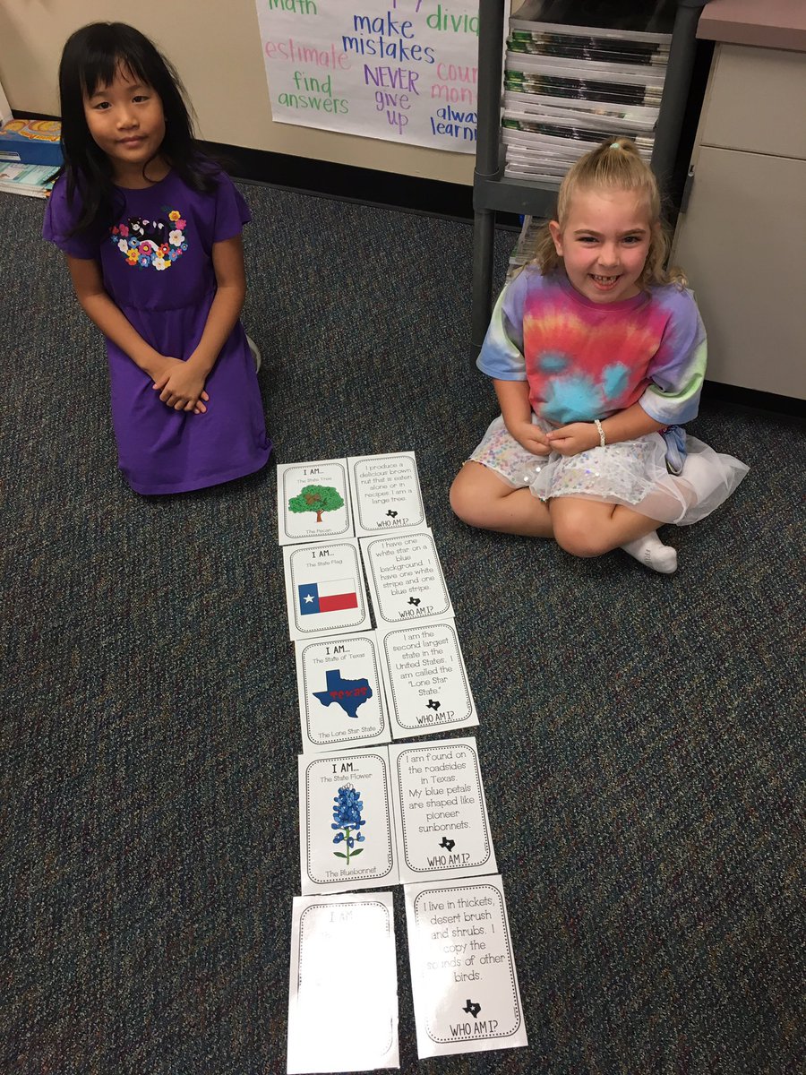 Working with a partner to match our Texas Symbols with their facts