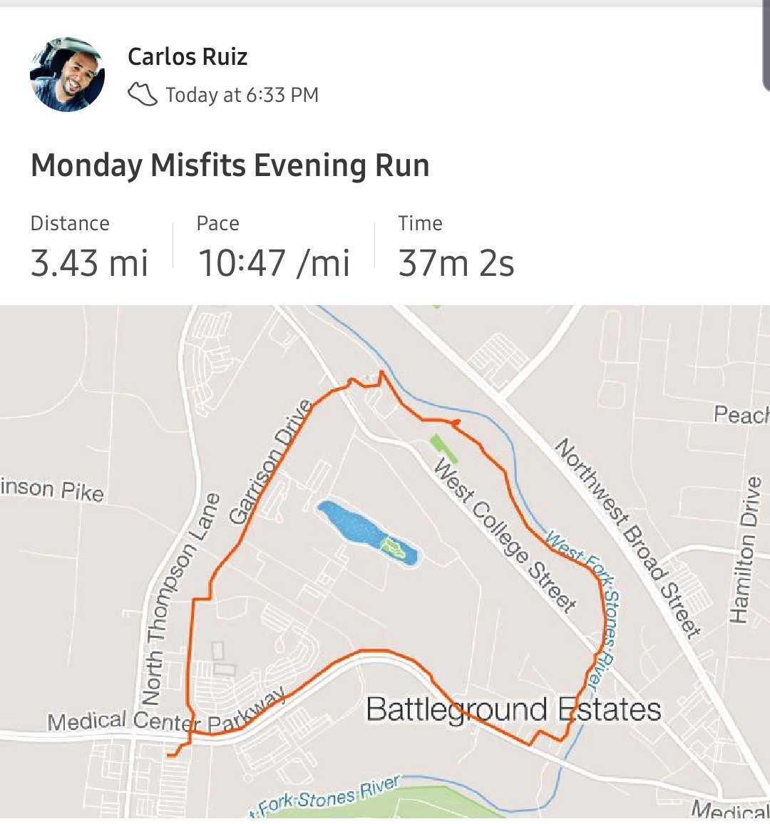 ruiz_c_r's tweet photo. Felt good tonight... #RunBoro #Run615 #6Run5 #FleetFeet #MondayMisfits #MusicCityFit https://t.co/K6TXz6tn5a