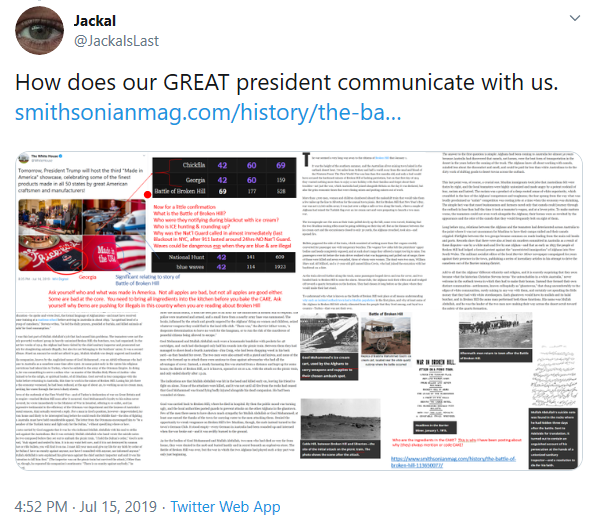 It even matches my thread on  @realDonaldTrump decode of Batt1e of Br0ken H!ll. I love you so much Mr. President. I pray for you and your family every single day.  https://twitter.com/JackalsLast/status/1150870820778074112