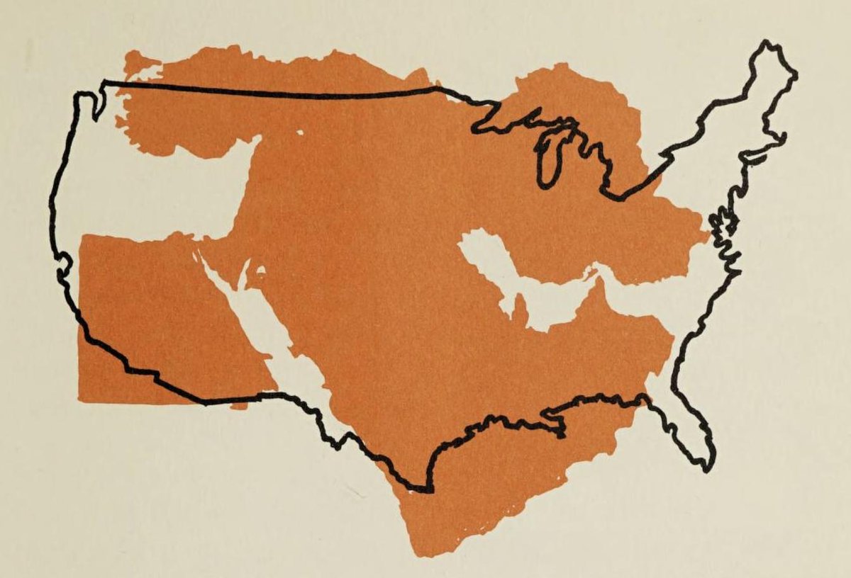 I run into these comparative maps all the time—showing one territory superimposed over another—so I'm gonna start dumping them all into this one thread.1. Middle East in orange over the US, 1962.  https://archive.org/details/howpeopleliveinm00yate_0/page/47