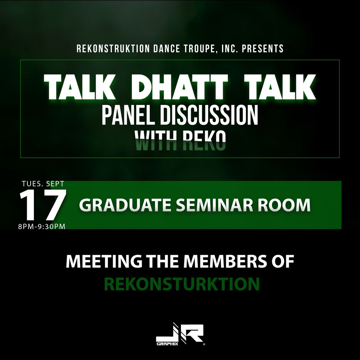thetlowshow's tweet photo. You’ve walked the walk, but can you Talk DHATT Talk 🗣❓Come out and join @Rekonstruktion at our 2️⃣nd #RekoWeek Event!  Everyone is encouraged to come to our panel as we discuss and hear 👂🏾 your opinions! Meet us at GSR room at 8PM ⏰ #WerkLikeDHATT #DhattWay #BCU23 #BCU22 #BCU21 https://t.co/tgvyi3S3bb