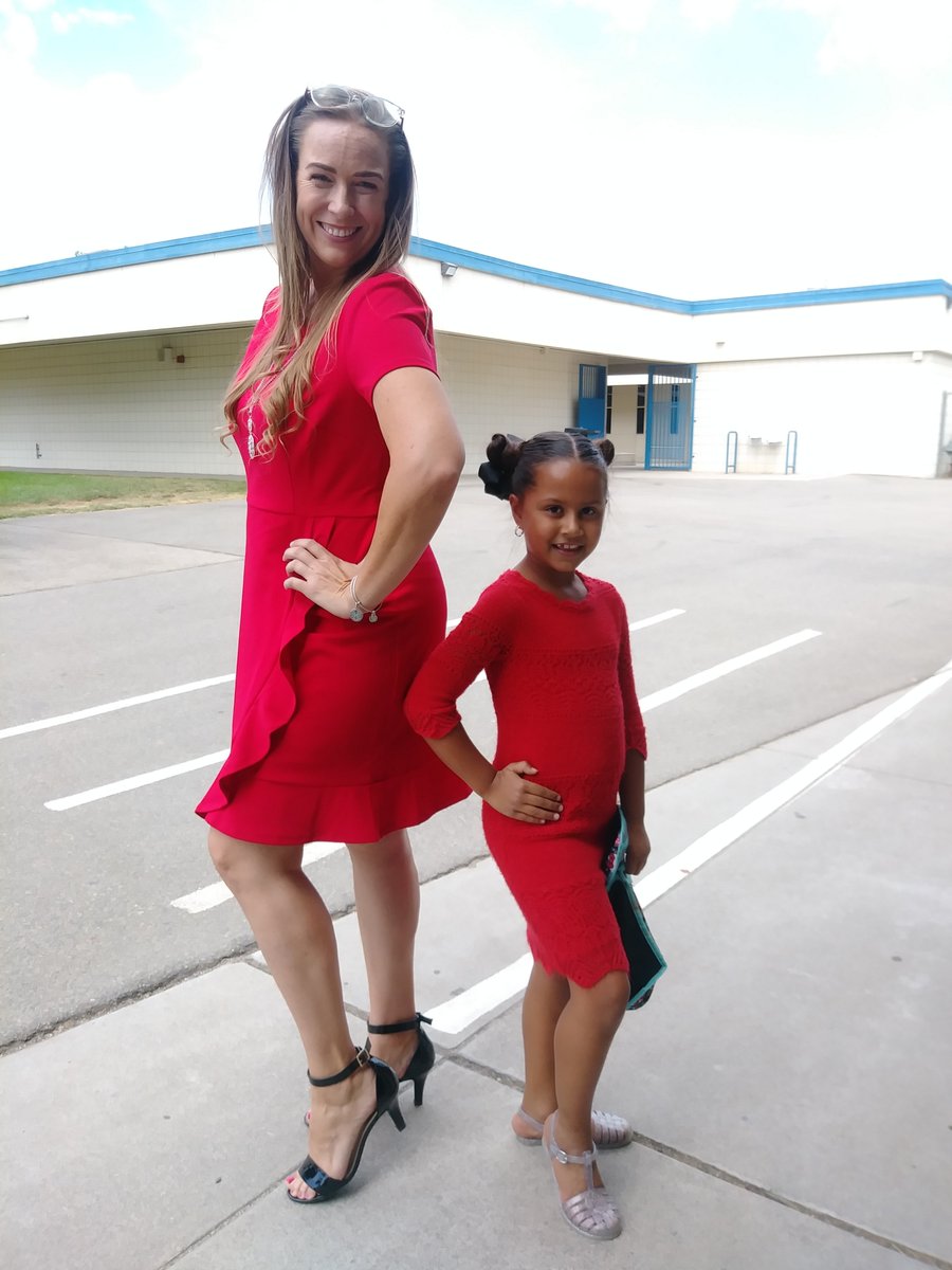 smith_teachie's tweet photo. Red was the color of the day!  This little lady was so fierce I just HAD to get a pic with her!  #whoruntheworld https://t.co/heHRxkGOFe