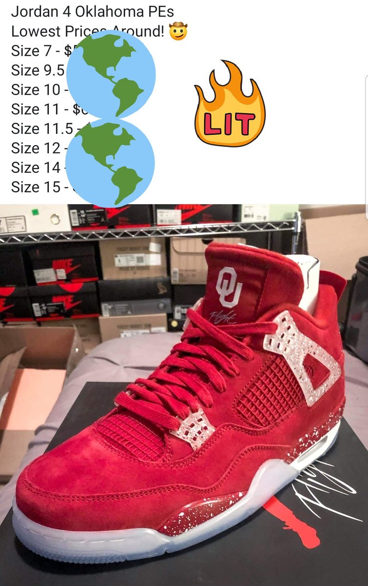#SoonerNation the 🔌 has full sizes in stock! (Not my photo)
Hmu so I can connect you. Serious inquiries only DM, these are A FEW Ks/Stacks/🧀! #BoomerSooner #Jordan #JordanIV