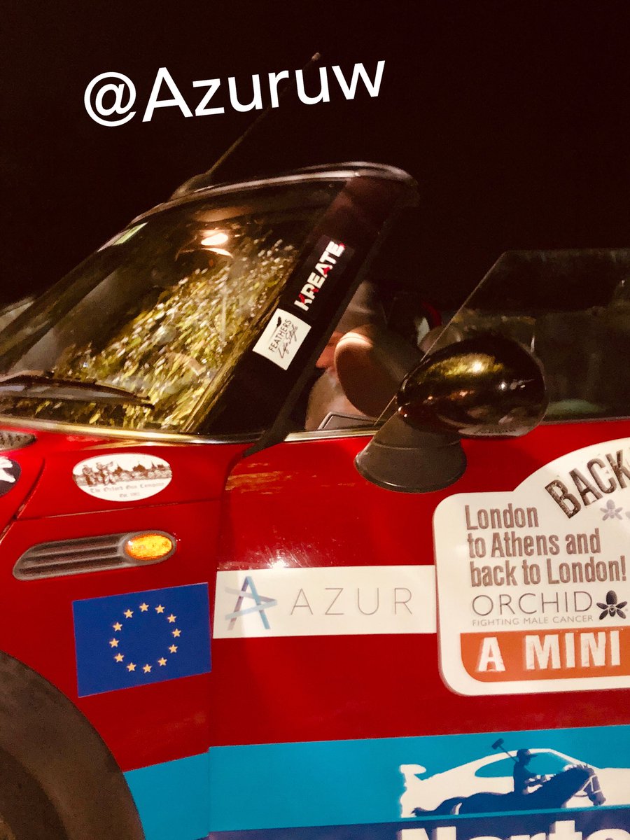 Thanks Lara Korz and the team at <a href="/Azuruw/">Azur</a> for your generous sponsorship of our Mini Rally. Of our 5,000 miles across Europe, we’ve completed the first 1,000 in 20 hours. Just the whole of Italy ahead of us today - and then Greece. justgiving.com/fundraising/da…