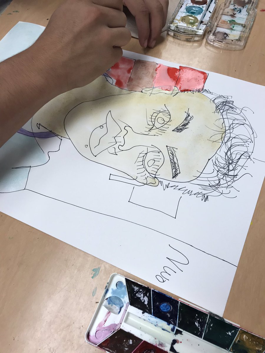 CHS_Deatherage's tweet photo. More wonderful blind contour drawings. Now adding watercolor.
Students enthusiasm is contagious #makeaLine #drawwhatyousee @CanyonPrincipal @pyles_landon https://t.co/vkFPB02EBZ