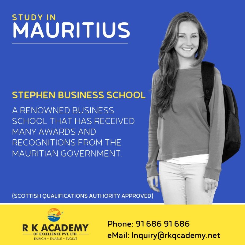 rkacademy_net's tweet photo. Study in Mauritius
Stephen Business School.
A Renowned Business School That has Received Many Awards And Recognitions From The Mauritian Government.
Call us on : +91 91 686 91 686
Email: inquiry@rkacademy.net
visit:https://t.co/DpkgQJ4Vl9
#rkacademy #studyinmauritius #abroad https://t.co/zPRQgrrKEf