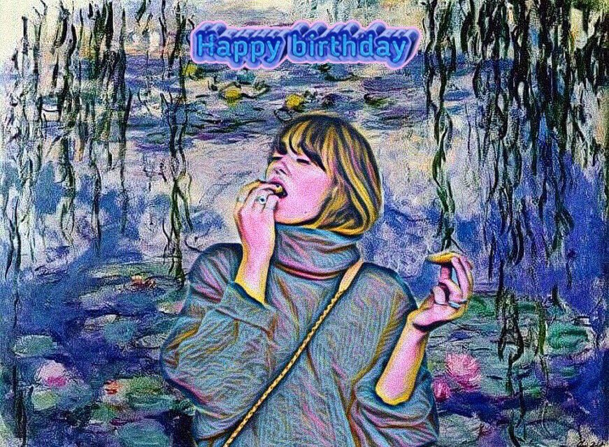 Happy birthday to  !  Celebrating her birthday with this edit, Ella Purnell on Monet\s Water Lilies 