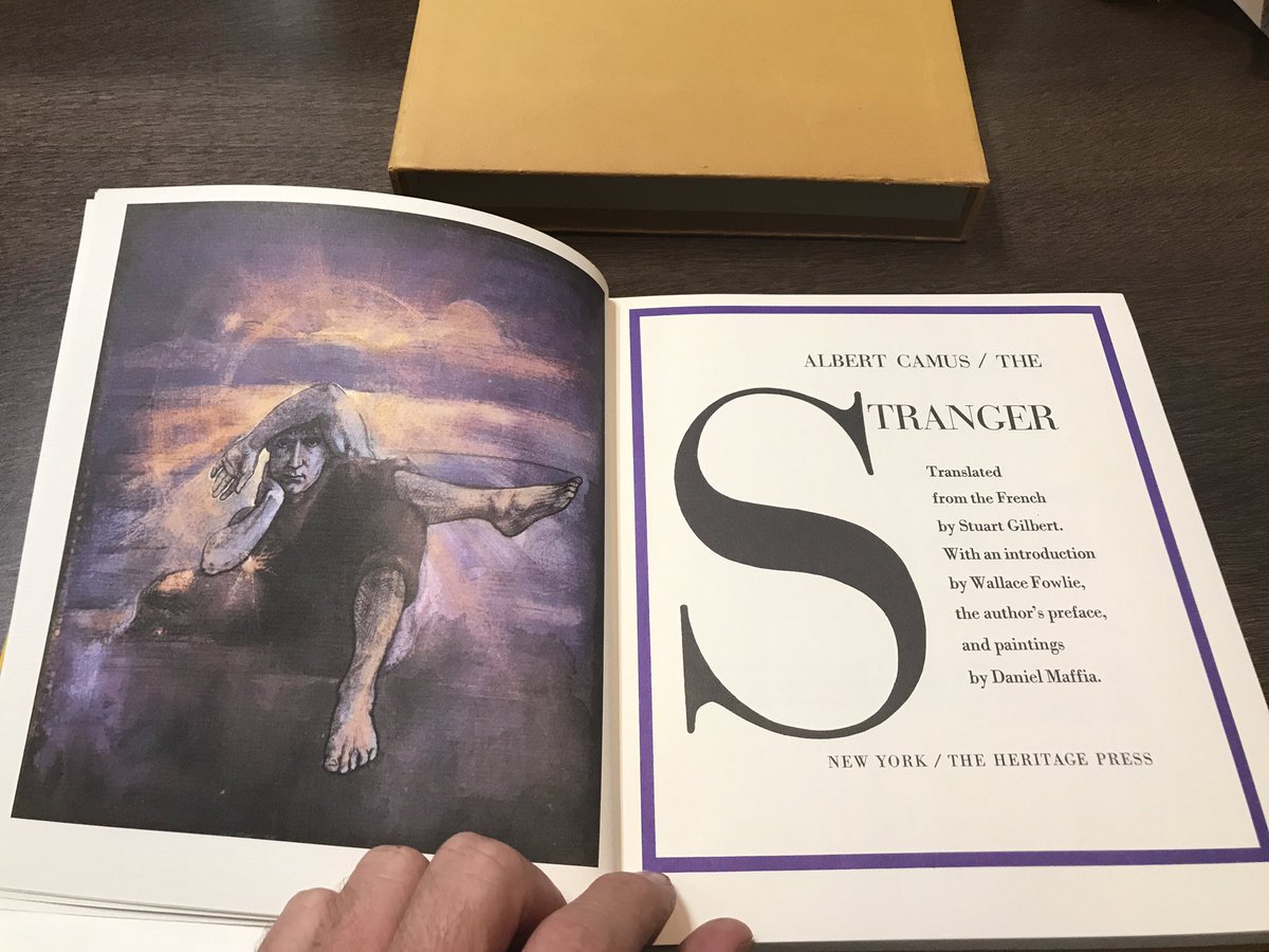 ThingsFeral's tweet photo. #forsale #usedbooks

1971 HC edition of The Stranger, published by The Heritage Press

Slipcover has slight scuffing on one side but the book is in excellent condition. It has 10 paintings by Daniel Maffia

a must-have for Camus lovers!

$35 OBO incl US shipping
DM if interested https://t.co/GdEOS7pwUI