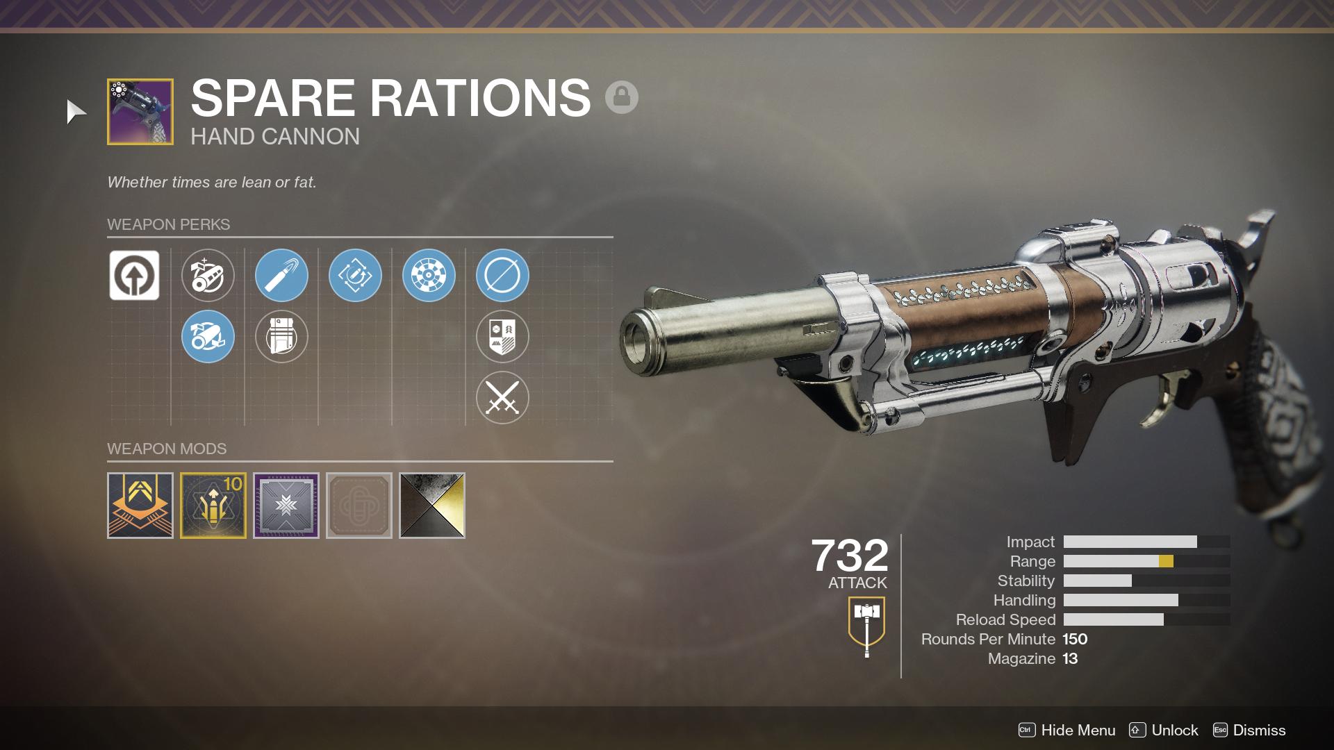 Spare Rations god roll - Destiny 2