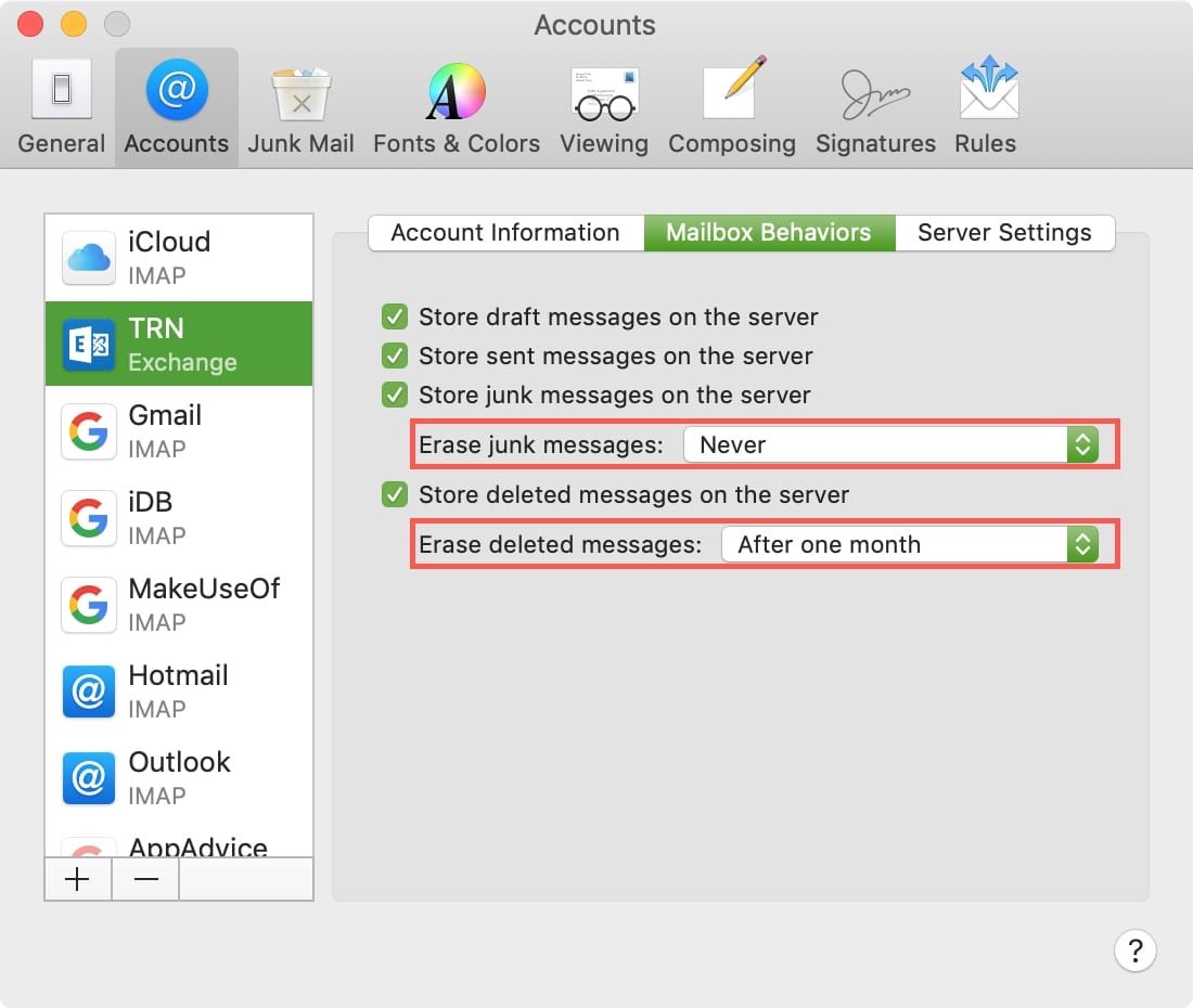 exchange account error in apple mail app macbook